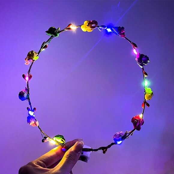 Light Up Flower Crown Headband Glow in Dark for Parties Weddings Cosplay main image 5